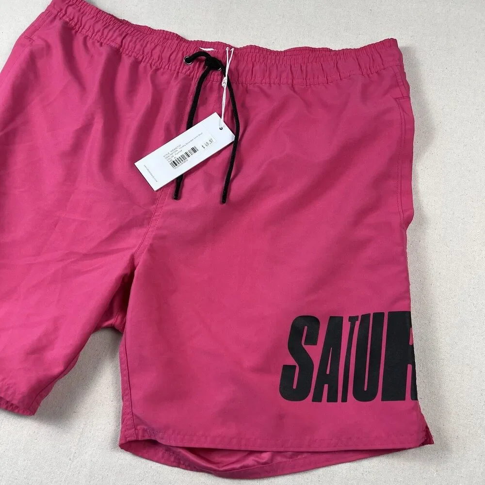 Saturdays NYC Timothy‎ Accordion Swim Short Men’s XL Fuchsia 6.5” Inseam Lined